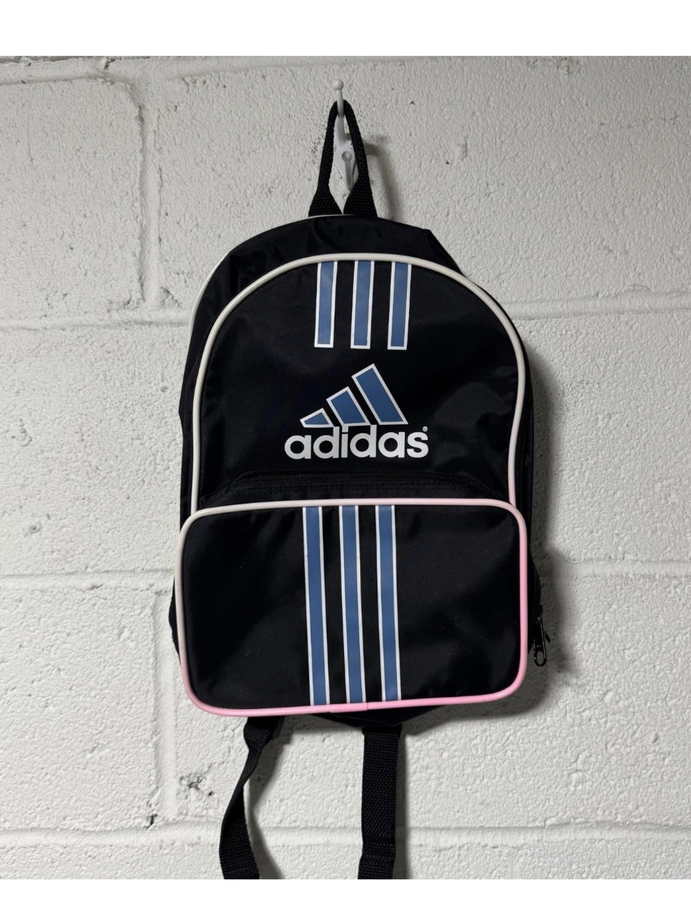 Vintage Y2K Adidas Mini Backpack Bookbag Black Blue Pink 3-Stripe School READ